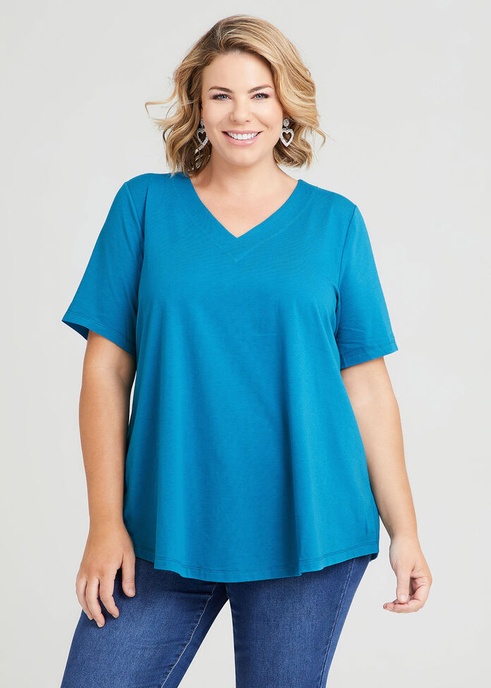 Organic V-neck Swing Basic Tee, , hi-res