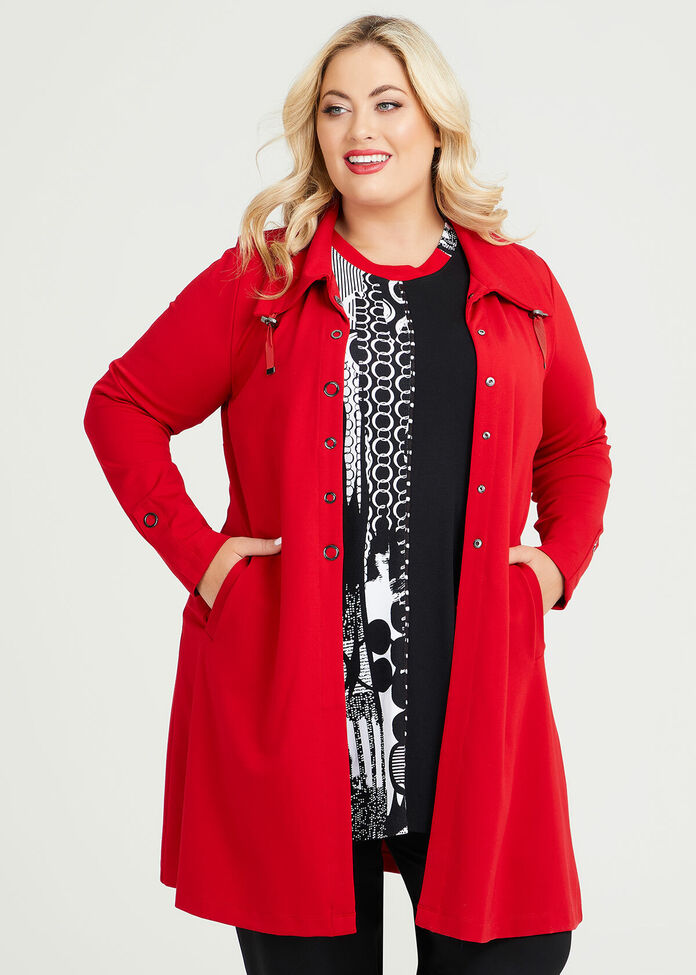 Eyelet Bamboo Ponte Trench, , hi-res
