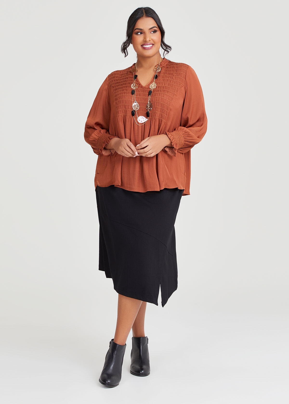 Shop Plus Size Ponte Fundamental Aline Long Skirt in Black Taking Shape AU