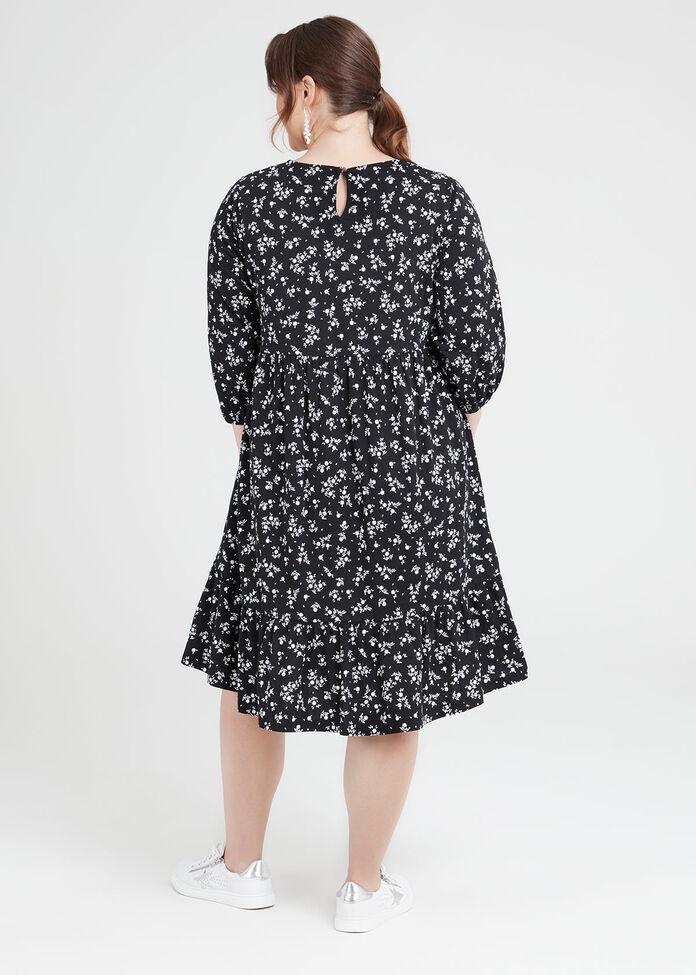 Organic Cotton Tiered Ditsy Dress, , hi-res