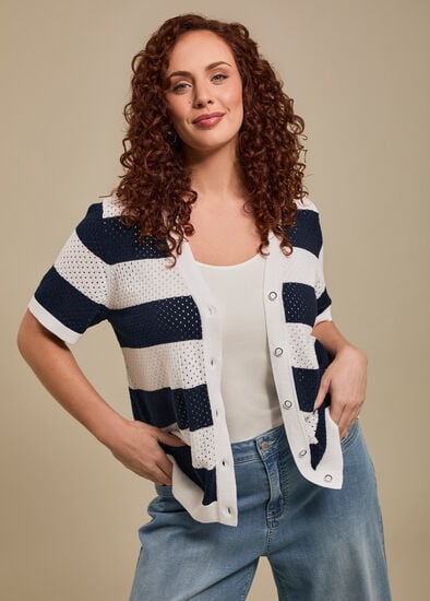 Plus Size Cotton Button Up Knit Cardigan