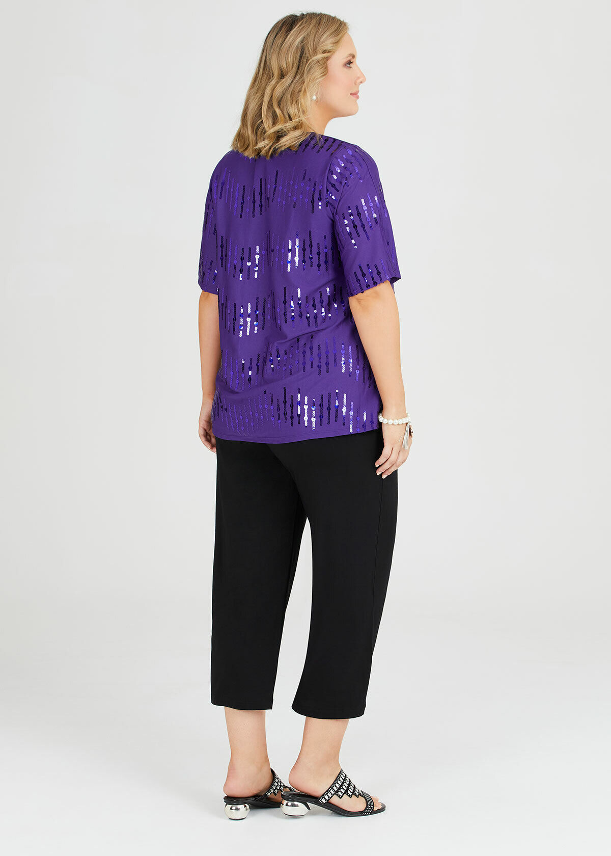 Purple sequin discount top plus size