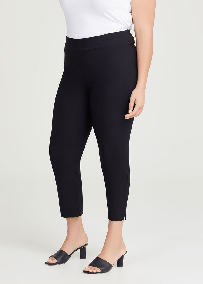 Buy the Womens Black Flat Front Elastic Waist Pull-On Capri Leggings Size  Small