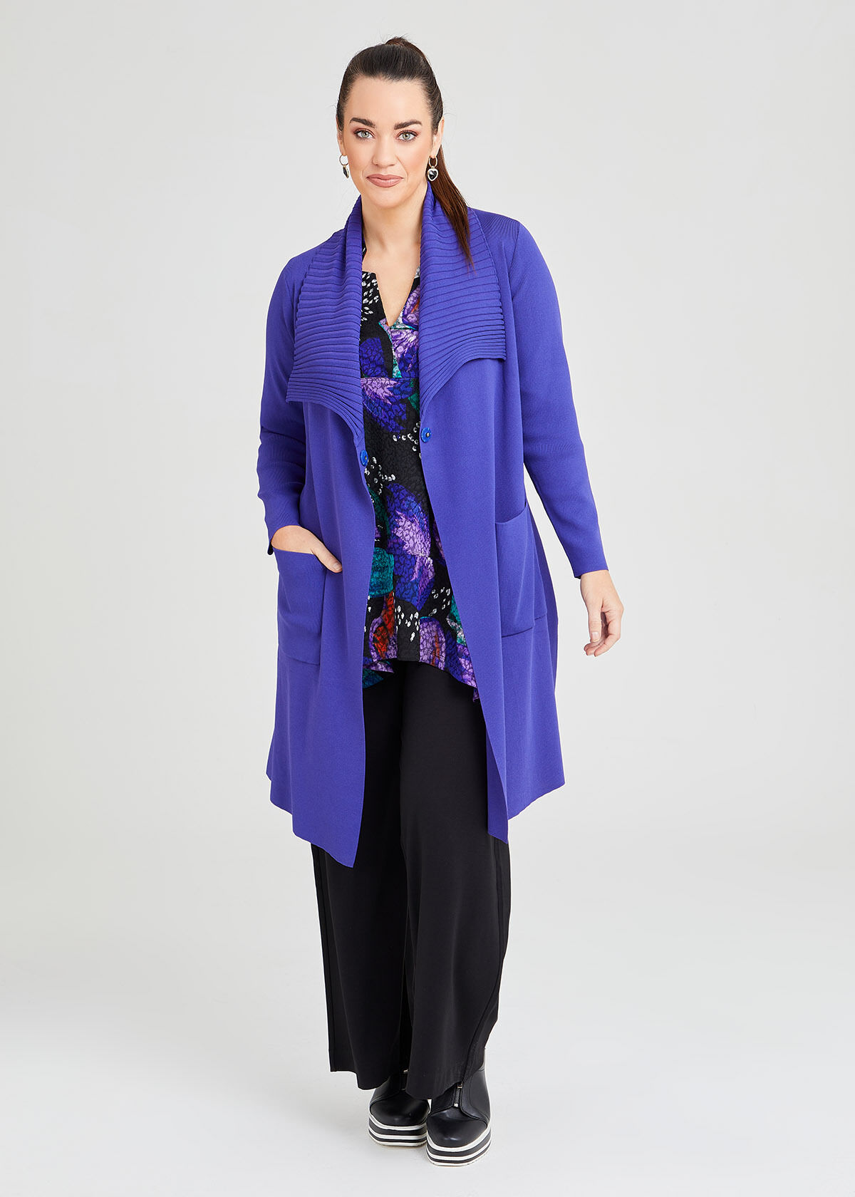 Shop Uptown Milano Cardigan in Purple 