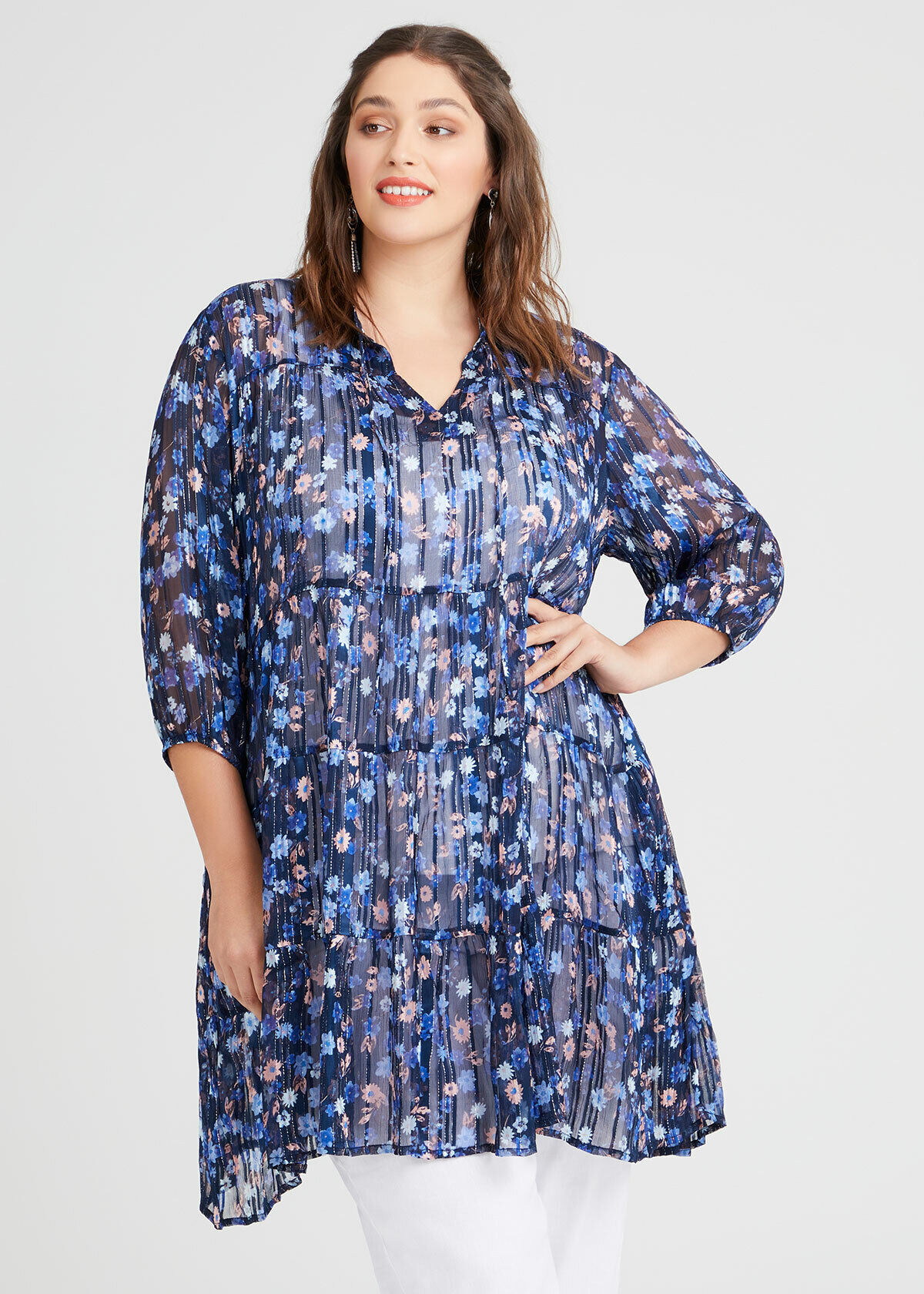 Shop Plus Size Natural Petal Boho Tunic in Print Taking Shape AU
