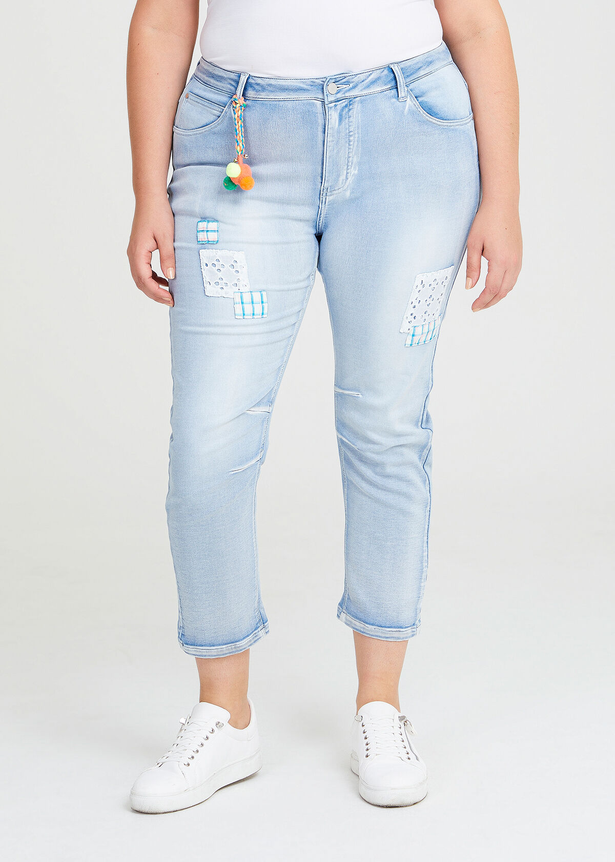 Plus size patchwork jeans on sale
