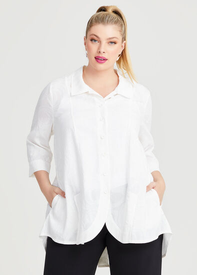 Plus Size Jacquard Swing Natural Shirt