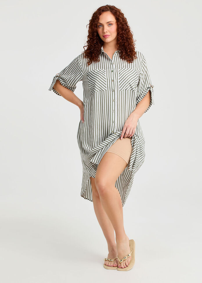 Casual Chic Stripe Shirt Dress, , hi-res