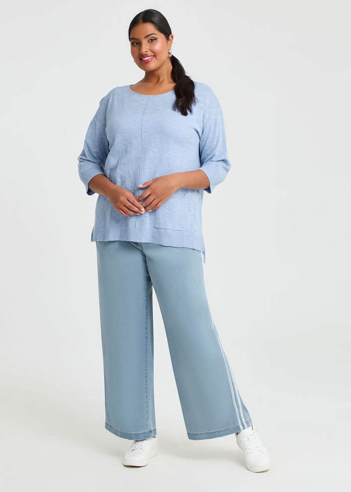 Cotton Light Weight Jumper, DUSK BLUE, hi-res