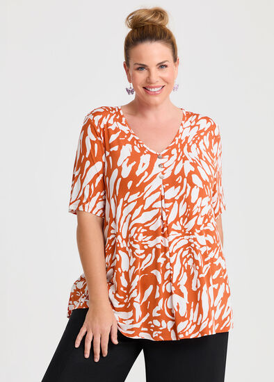Plus Size Piia Button Detail Top