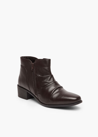 Leather Ruched Ankle Boot