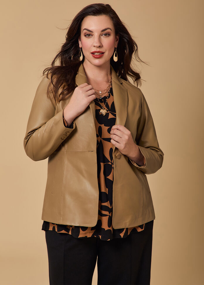 Leather Elsie Blazer, , hi-res