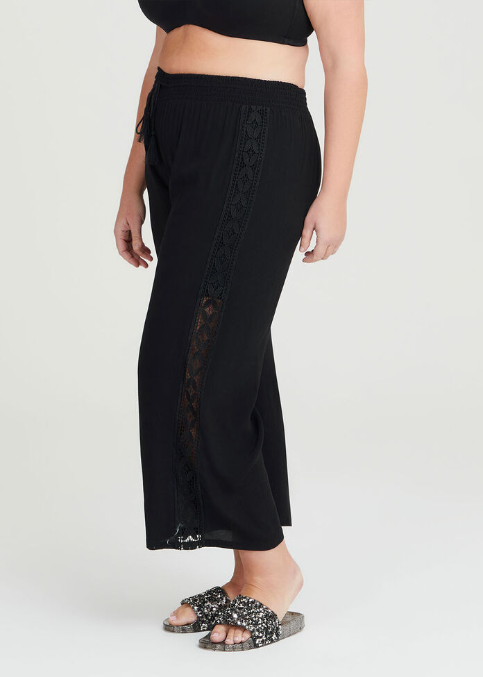 Lace Trim Pull On Pant, , hi-res