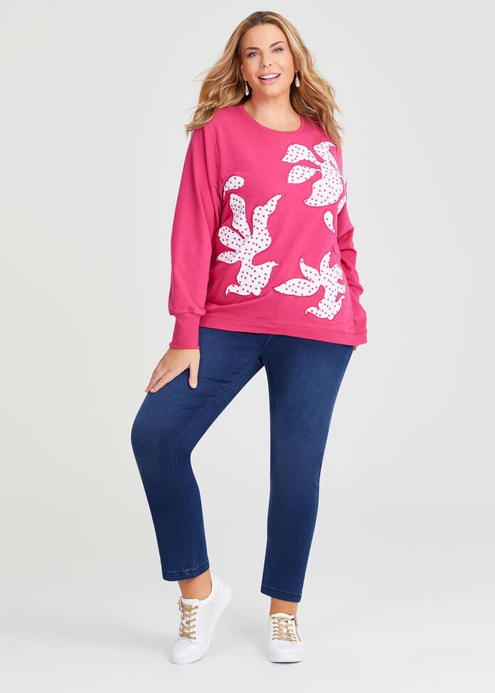 Cotton Applique Sweatshirt, , hi-res