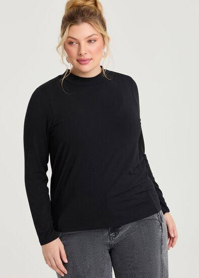 Plus Size Australian Wool Modal Mock Neck Top 