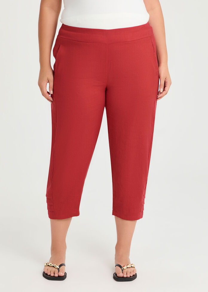 Stretch Linen Kyra Crop Pant, , hi-res