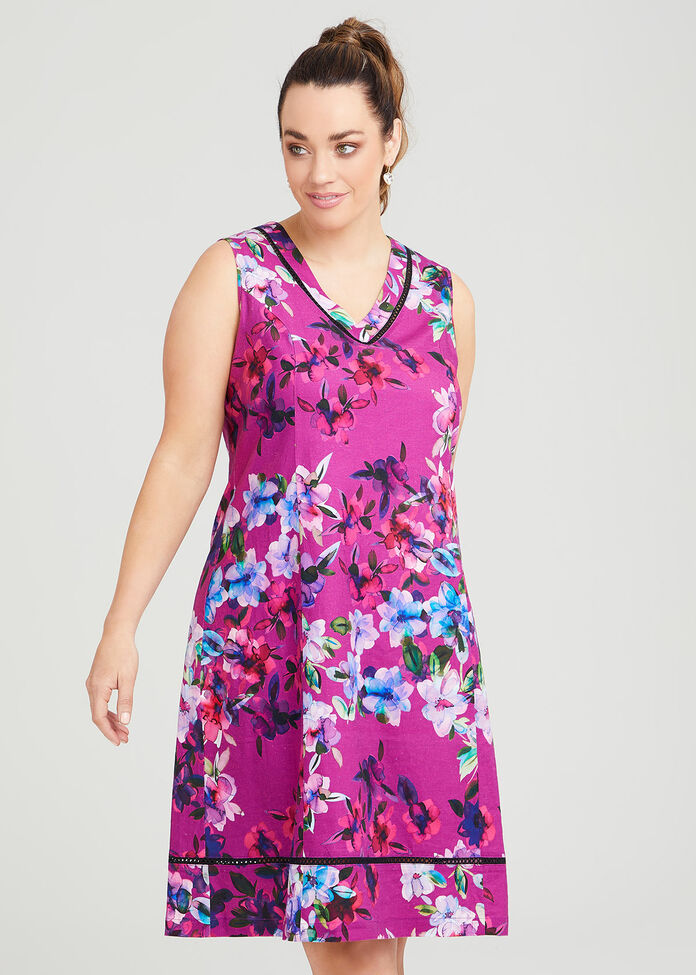 Shop Plus Size Pansy Linen Shift Dress in Multi | Taking Shape AU