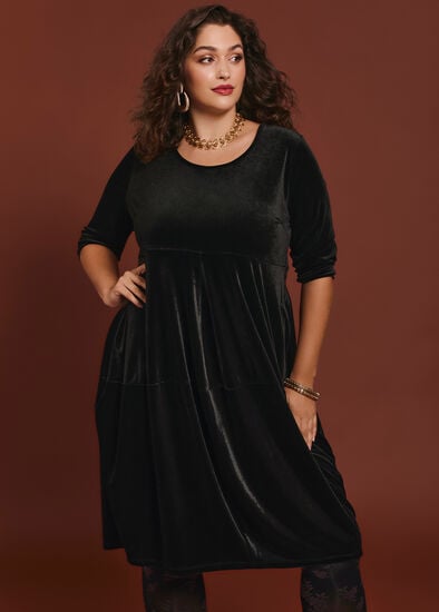 Plus Size Tulip Empire Velour Dress
