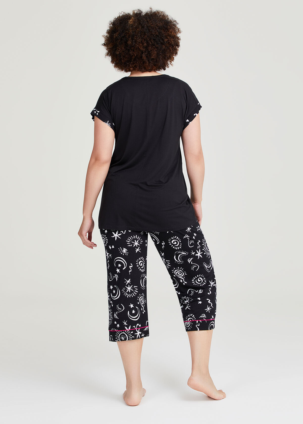 Shop Plus Size Bamboo Celestial Pyjama Top, Black | Taking Shape UK