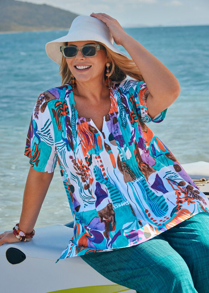 Polly Pintuck Natural Top, , hi-res