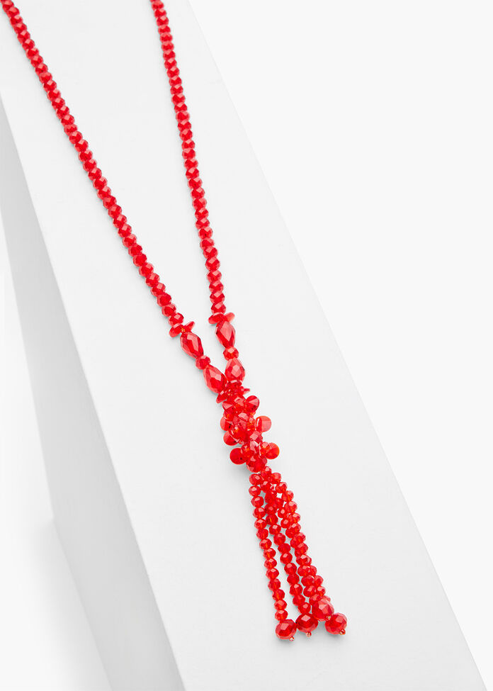 Red Crystal Long Necklace, , hi-res