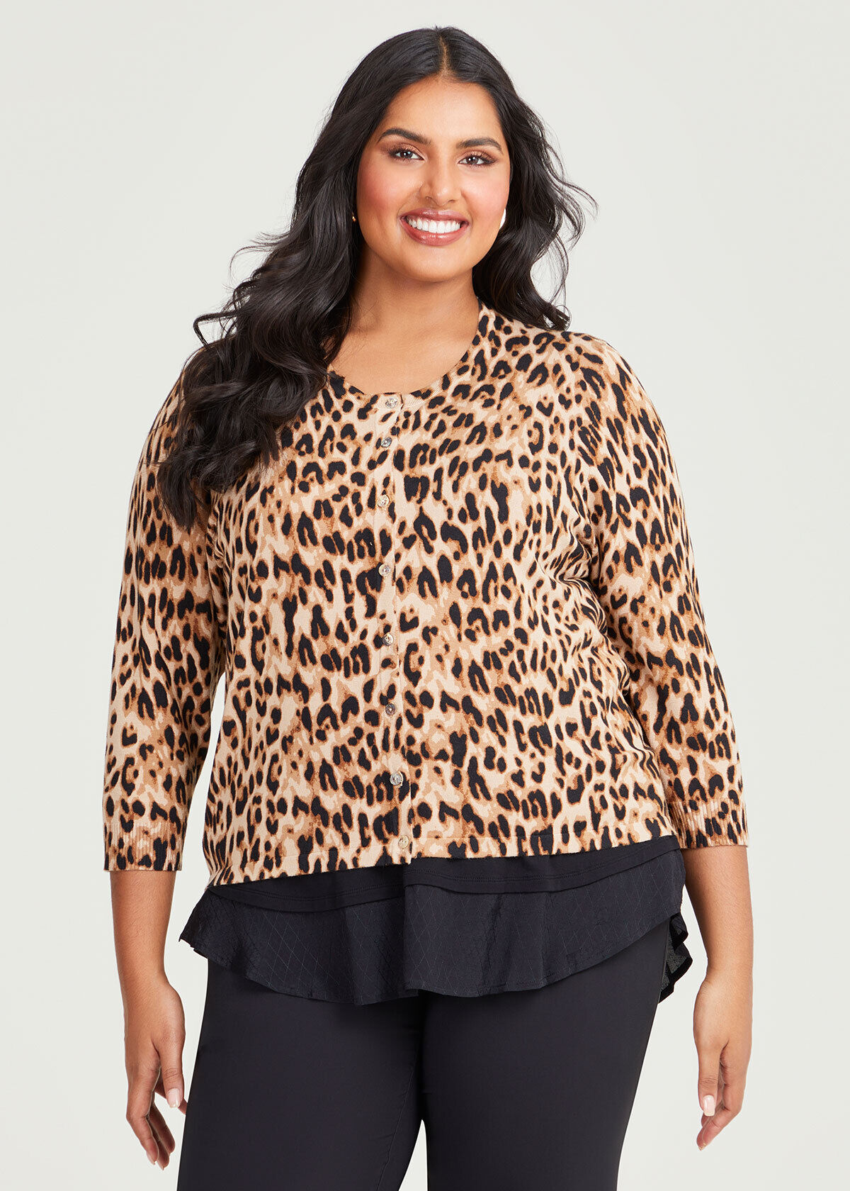 Short leopard print cardigan outlet