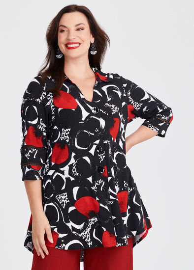 Plus Size Spot Swing Natural Shirt
