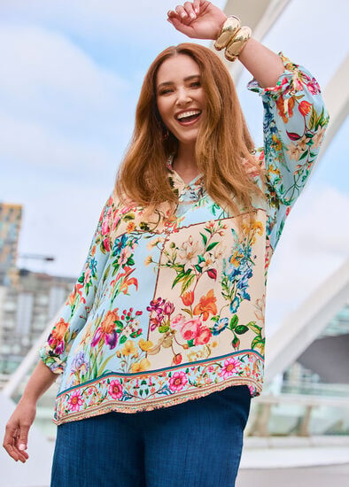 Plus Size Natural Mila Patchwork Shirt