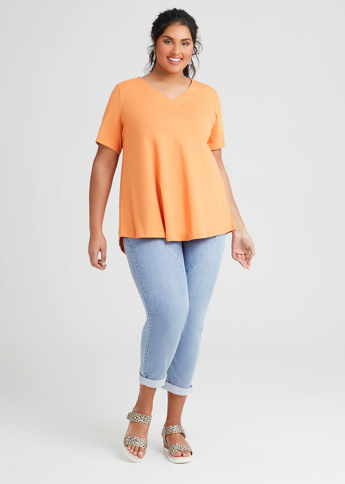 Organic V-neck Swing Basic Tee, , hi-res