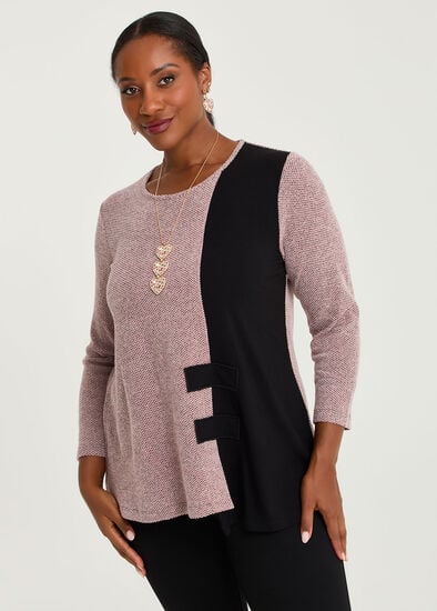 Plus Size Rose Textured Spliced Top