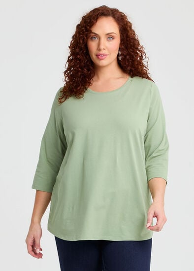 Plus Size Good Earth Australian Cotton 3/4 Sleeve T-Shirt