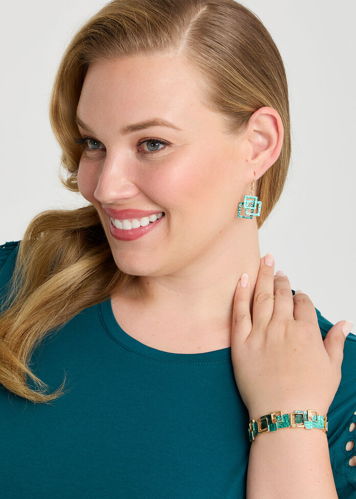 Enamel Squares Earrings, , hi-res