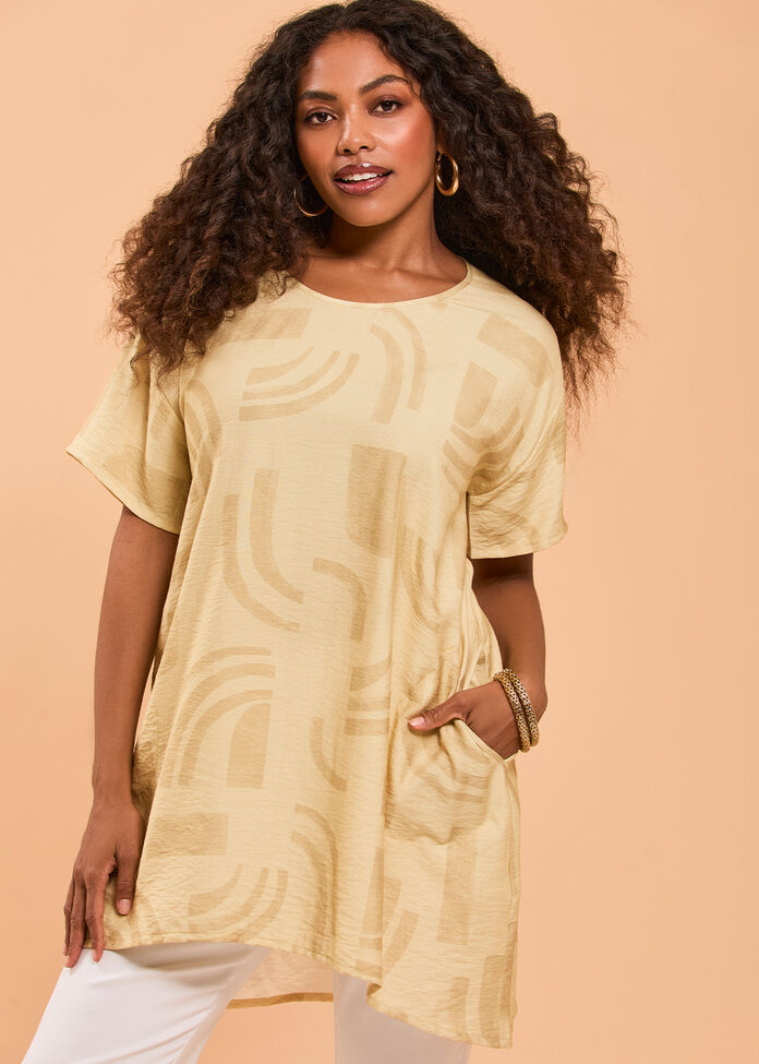 Tulip Evoke Natural Tunic, LEMON PRINT, hi-res