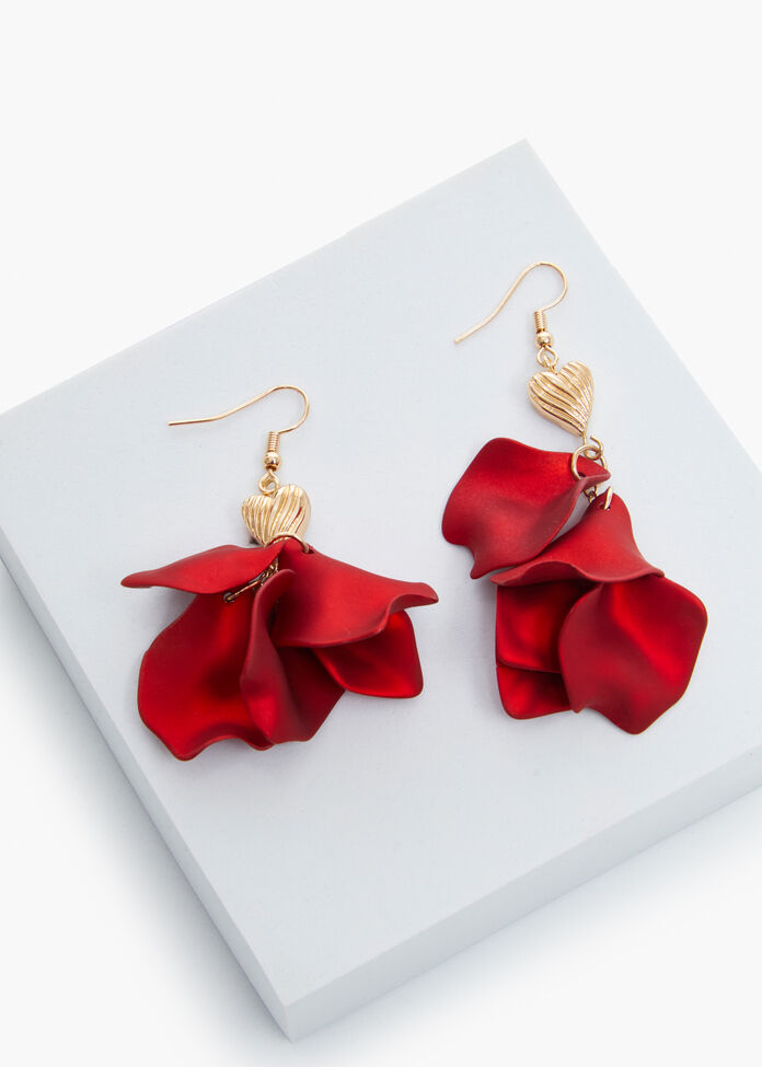 Petal Heart Drop Earrings, , hi-res