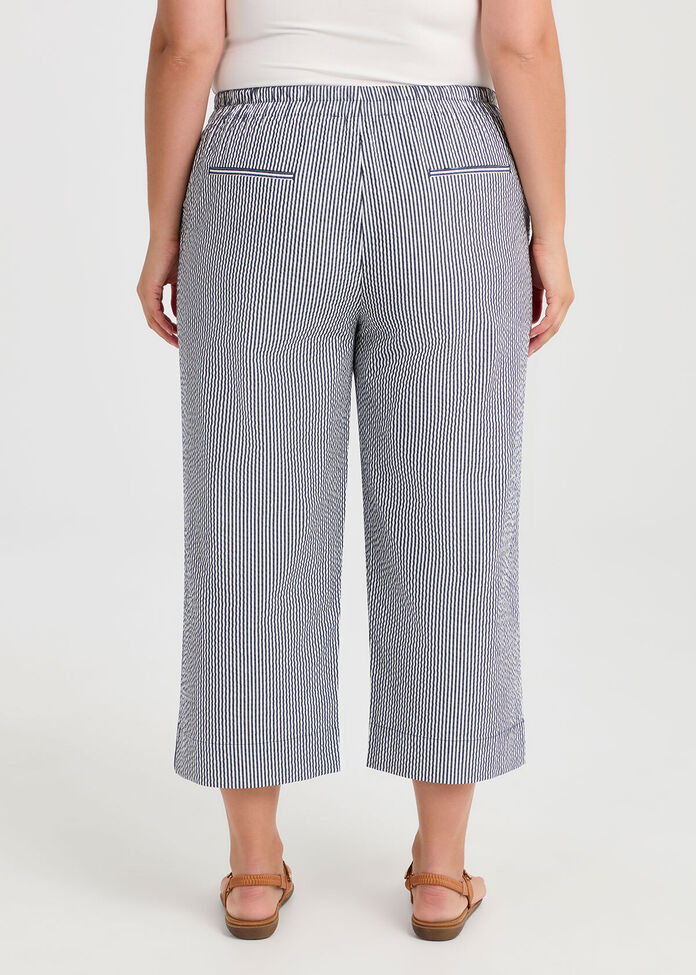 Cotton Stripe Wide Leg Crop Pant, , hi-res