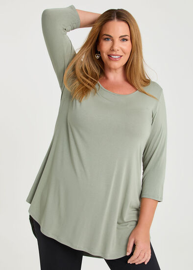 Plus Size Bamboo Base 3/4 Sleeve Top