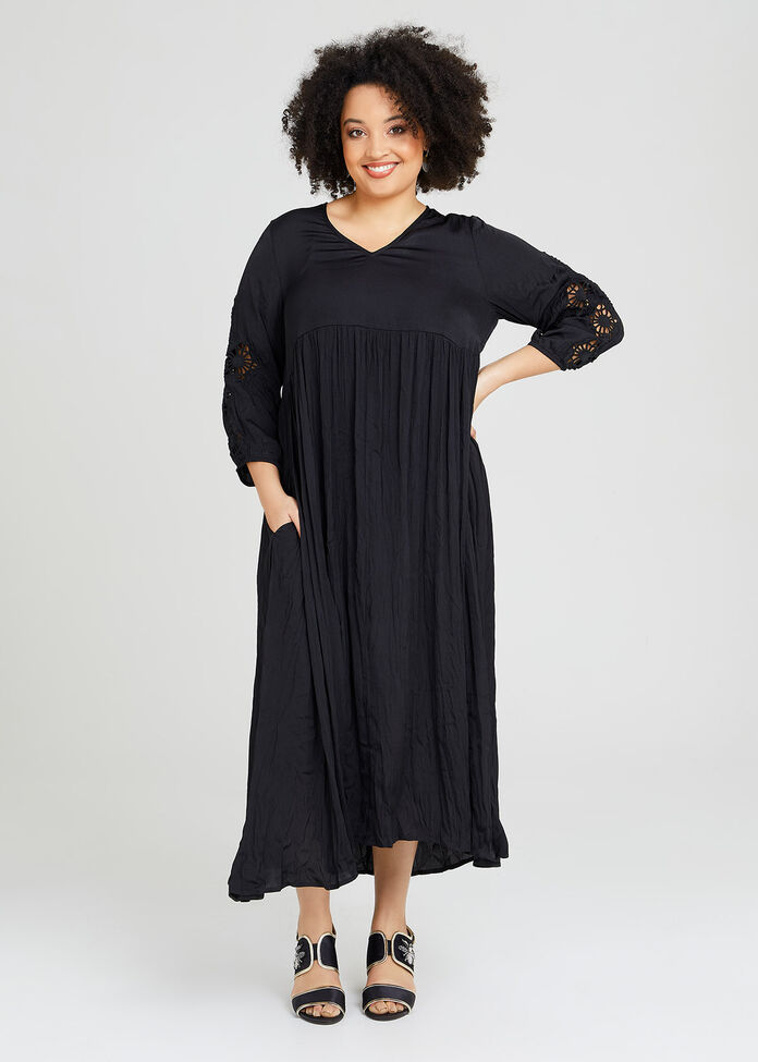 Shop Plus Size Luxe Embroidery Sleeve Boho Dress in Black | Taking Shape AU