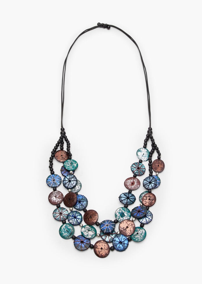 Layered Threaded Bead Necklace, , hi-res