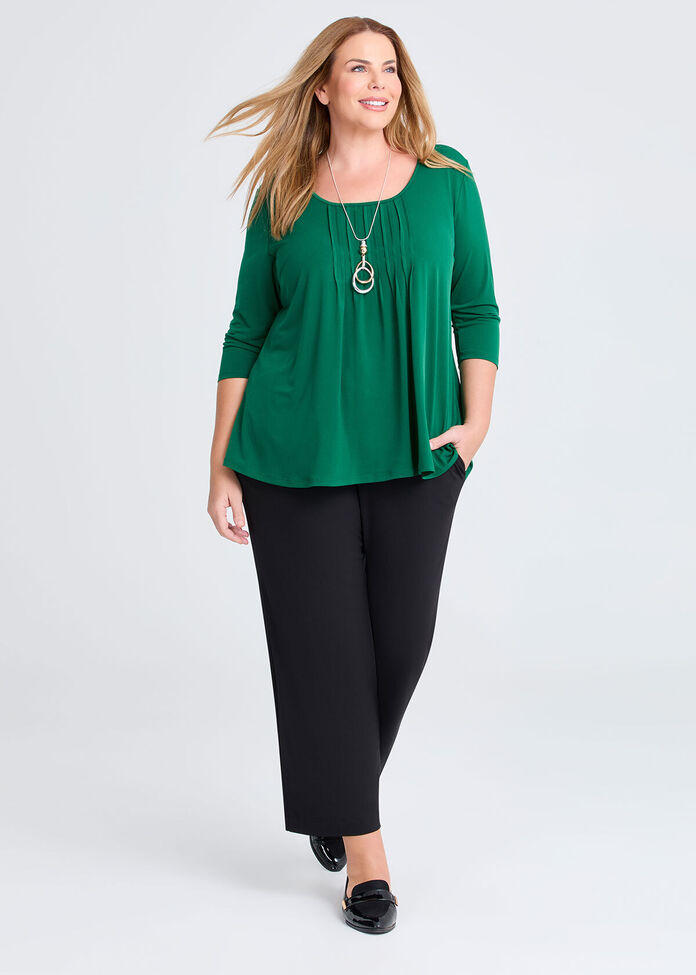 Pintuck 3/4 Sleeve Top, , hi-res