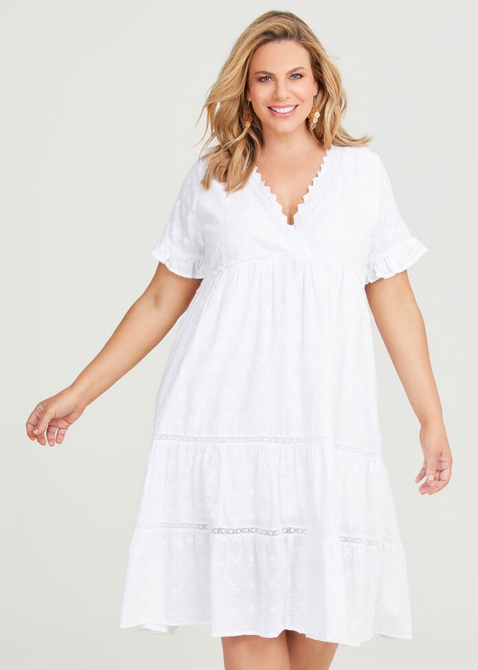 Cotton Broderie Tiered Dress, , hi-res