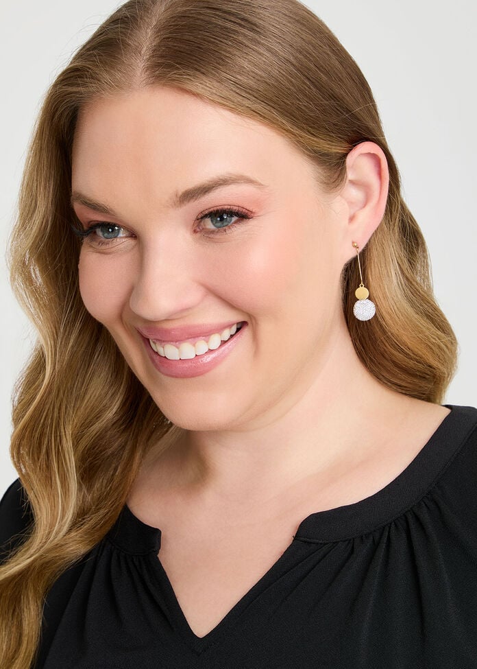 Gold Diamante Drop Earrings, , hi-res