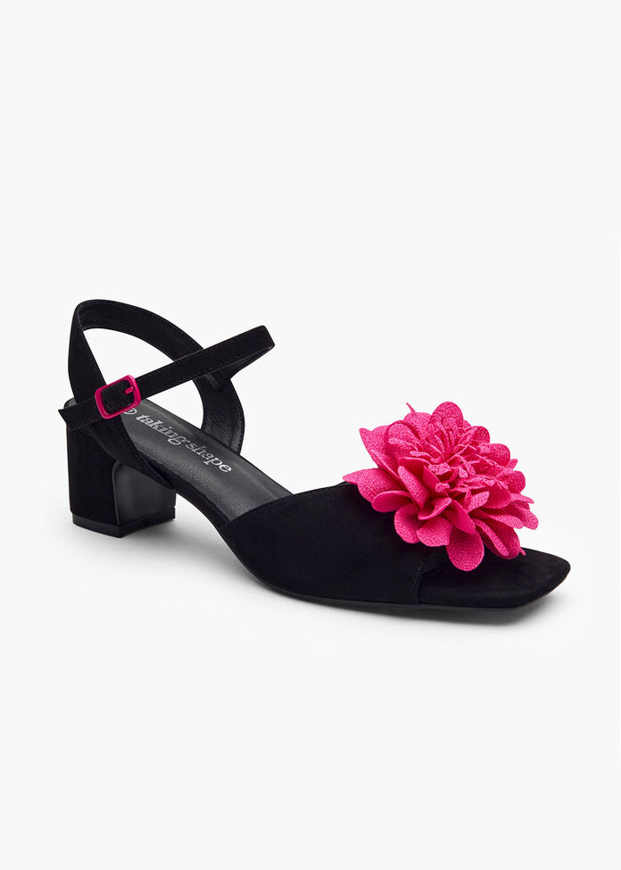 Shop Black Flower Block Heel Comfortable Shoes Taking Shape AU