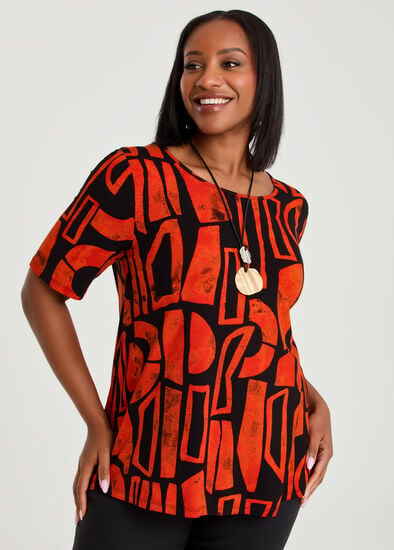 Plus Size Natural Laura Abstract Top