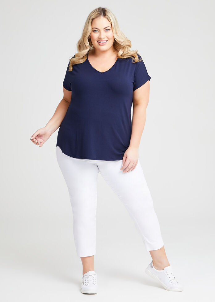 Natural Everyday V-neck Top in Blue in sizes 12 to 30 | Taking Shape NZ