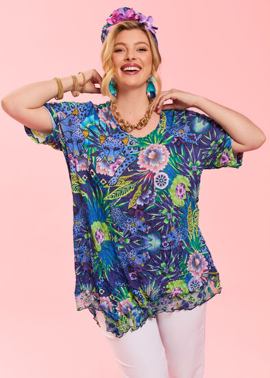 Plus Size Catalina Mesh Trim Crush Tunic