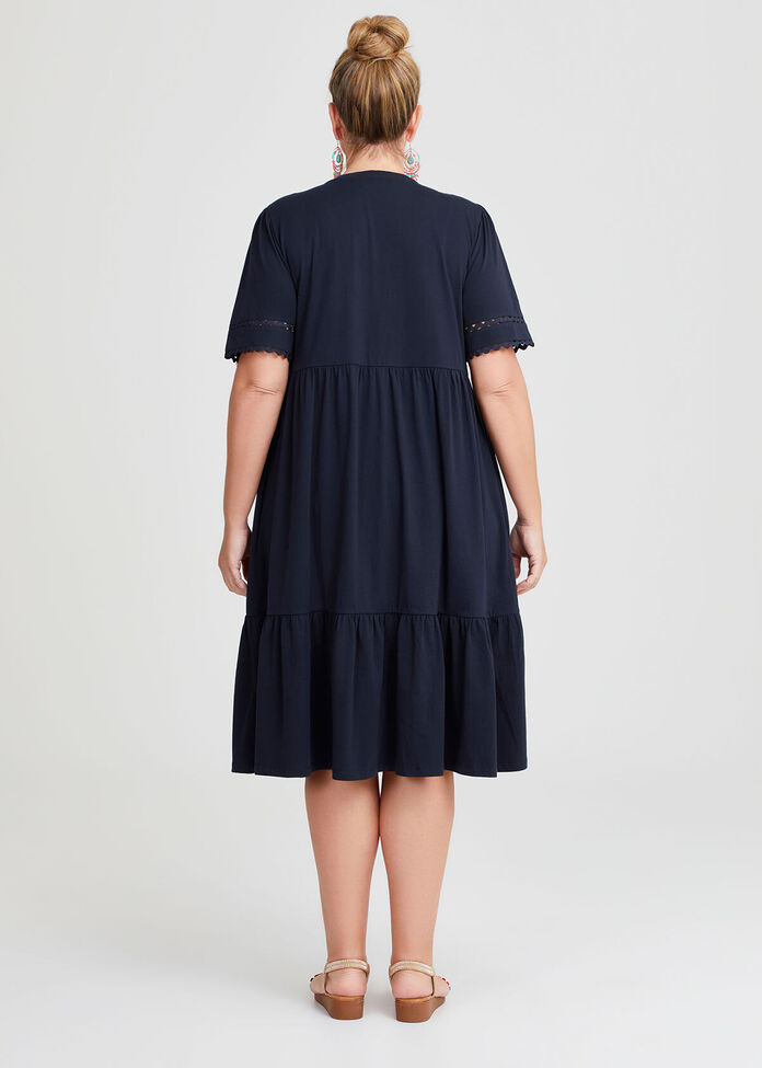 Blush V-Neck Puff Sleeve Dress with Ric-Rac Inlay main image 0