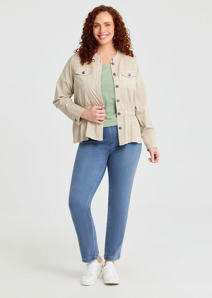 Lyocell Blend Peplum Jacket, , hi-res