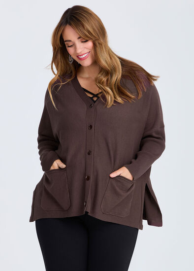 Plus Size Batwing Natural Knit Cardigan