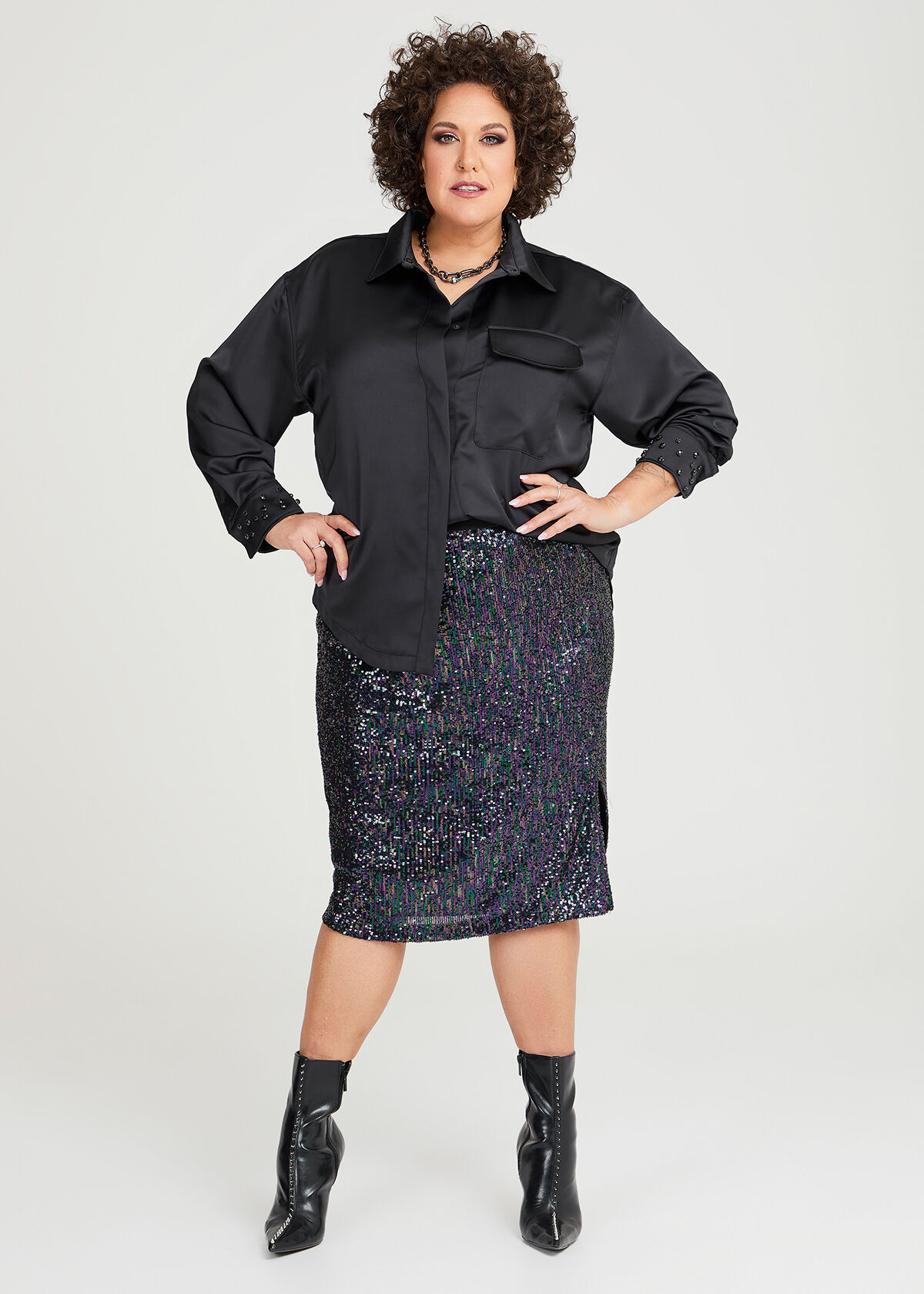 black satin blouse plus size