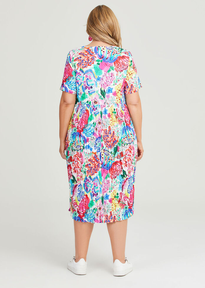Cotton Watercolour Floral Dress, , hi-res